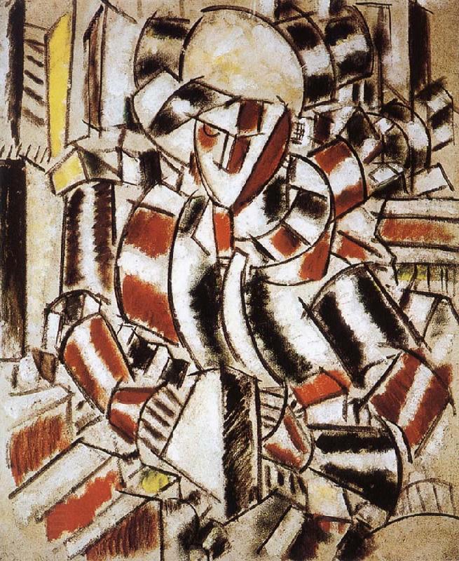 Fernard Leger The fem wearing in red and green color oil painting picture